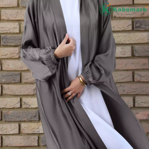 Hot-Sale Breathable Solid Front Open Abaya Women Muslim Dress Satin Abaya Product