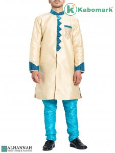 Vanilla Blue Zari Vine Jacquard & Velvet Salwar Kameez | me822