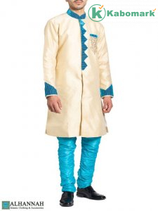 Vanilla Blue Zari Vine Jacquard & Velvet Salwar Kameez | me822