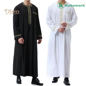 Daydreamer Men Robe Printed Zipper Casual Solid Color Round Neck Robe for Daily Wear