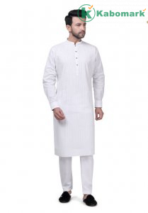 WHITE YUKSEK PINTEX KURTA SET FOR MEN