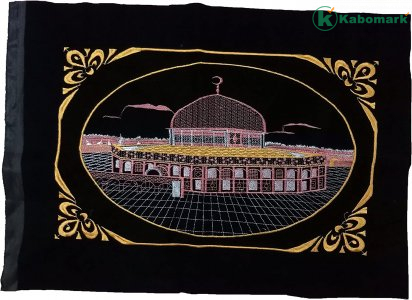 Velvet Fabric Stiching Poster Amn054 Al-Aqsa Mosque Picture Embroided Islamic Art Muslim Gift House Decor - No Frame (Pink)