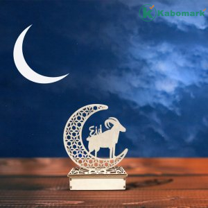 EID Mubarak Decoration LED Wooden Pendant Ornaments Ramadan Decoration for Home Islamic Mubarak Aid Mubarek Eid Al-Fitr Decor