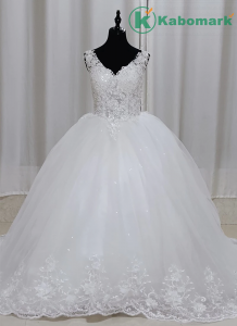 Charming Sweet Applique Lace Vintage Bridal Wedding Dress Princess V Neck Luxury Bead Gowns Vestido De Noivas Back Zipper Botton