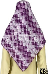 White Zig Zag Lines on Plum and White - 45" Square Printed Khimar