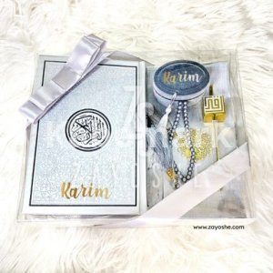Premium Personalized Islamic Gift Set With English Translation Quran – Silver